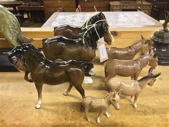 Beswick - 3 horses, 4 donkies